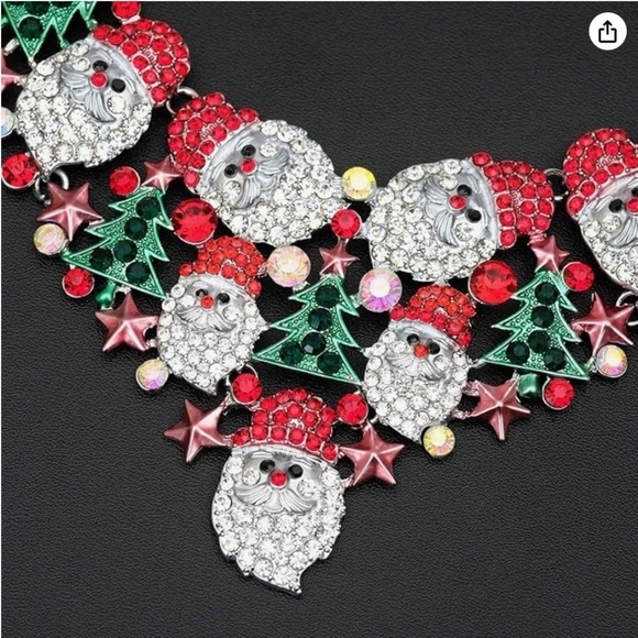 Santa Claus Necklace Earrings Christmas Element Party Costume Jewelry Set - Picture 12 of 14